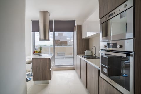 City Apartment (4051. Penthouse) | Private kitchen | Full-size fridge, microwave, oven, stovetop