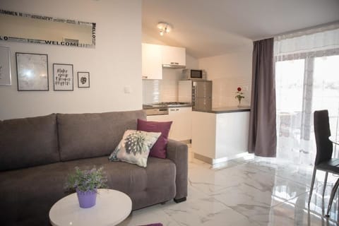 Comfort Apartment, 1 Bedroom, Balcony, Sea View | Living area | Flat-screen TV