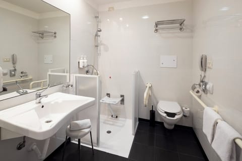 Standard Room, 1 Queen Bed, Accessible | Bathroom | Free toiletries, hair dryer, bidet, towels