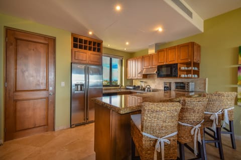 Luxury Suite, 1 Bedroom, Terrace, Ocean View | Private kitchen | Full-size fridge, microwave, oven, stovetop