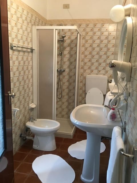 Double Room | Bathroom | Shower, hair dryer, bidet, towels