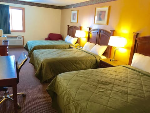 Queen Room With Three Queen Beds | Iron/ironing board, rollaway beds, free WiFi, alarm clocks