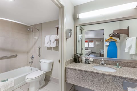 Standard Room, 2 Queen Beds, Non Smoking, Refrigerator & Microwave (Larger Room;with Sofabed) | Bathroom | Free toiletries, hair dryer, towels, soap