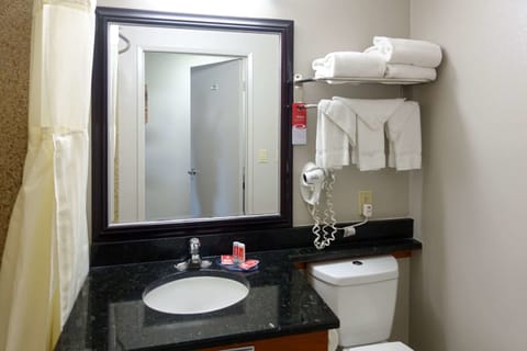 Standard Room, 2 Queen Beds, Non Smoking | Bathroom | Shower, free toiletries, hair dryer, towels