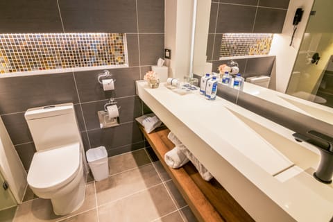 Superior Twin Room | Bathroom | Shower, rainfall showerhead, free toiletries, hair dryer