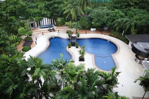 Outdoor pool, sun loungers