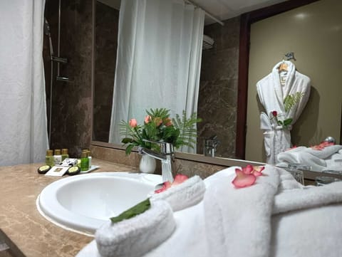 Junior Suite | Bathroom | Combined shower/tub, deep soaking tub, free toiletries, hair dryer