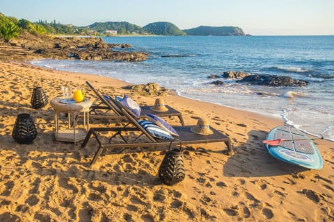 On the beach, white sand