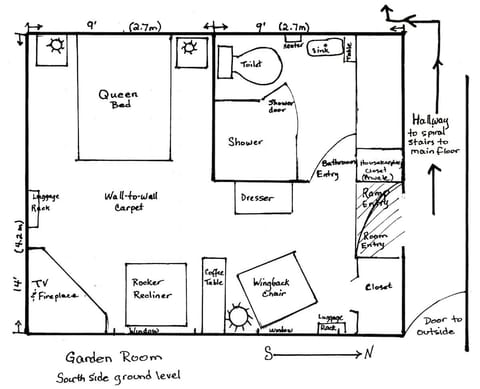 Garden Room (Using stairs is required for this guest room) | Floor plan