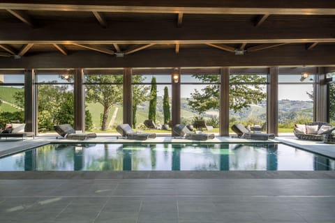 Indoor pool, sun loungers