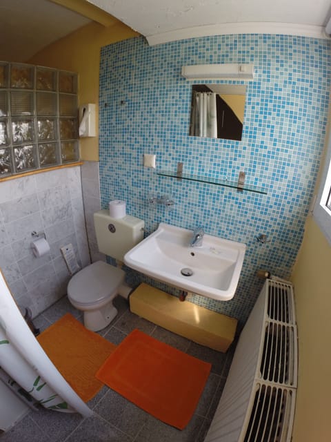 Economy Double Room with WC & washbasin, no shower | Bathroom | Shower, free toiletries, towels