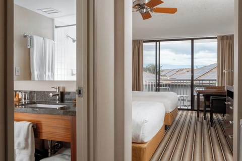 Hoku Double Queen | Bathroom | Shower, hair dryer, towels