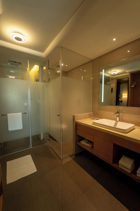 Suite, 1 bedroom | Bathroom | Shower, free toiletries, hair dryer, bathrobes