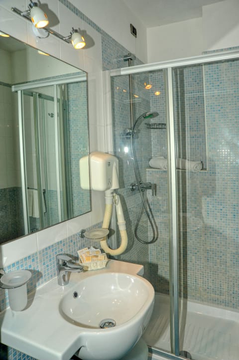 Shower, free toiletries, hair dryer, bidet