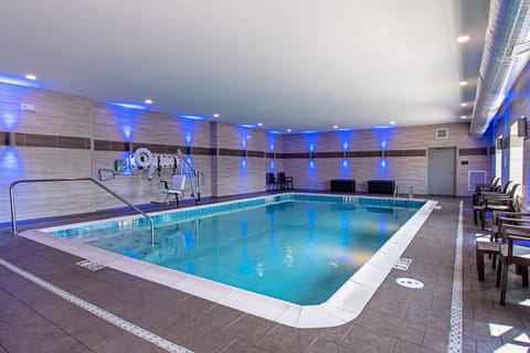 Indoor pool, open 9:00 AM to 9:00 PM, sun loungers