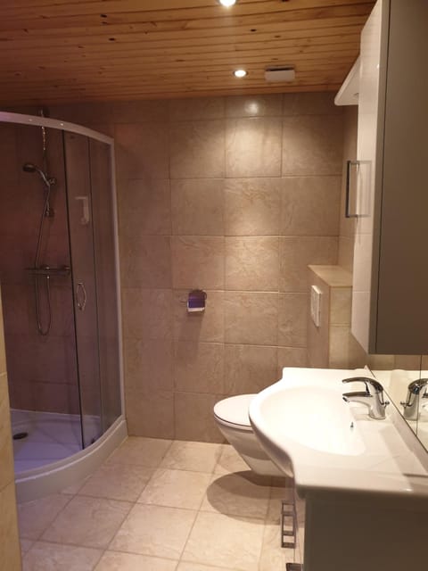 Separate tub and shower, hair dryer, towels