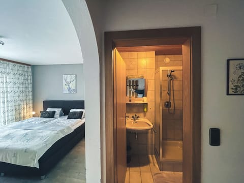 Separate tub and shower, hair dryer, towels