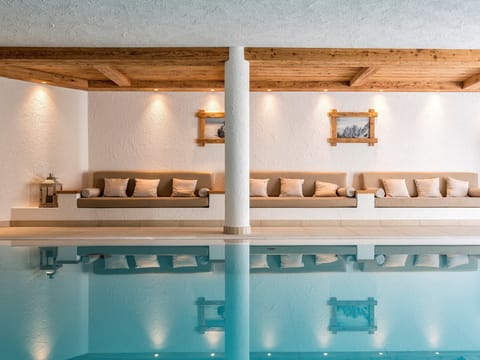 Indoor pool, open 8 AM to 8 PM, sun loungers