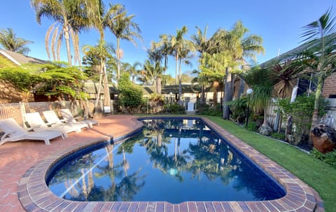 Outdoor pool, sun loungers