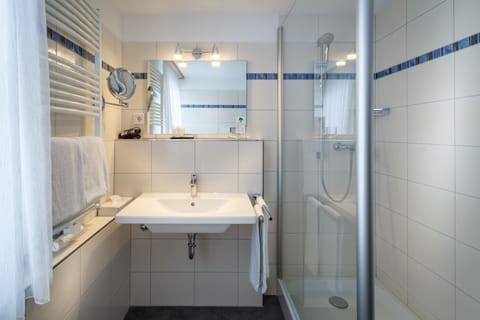 Double Room | Bathroom | Shower, hair dryer, towels