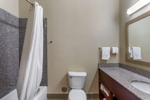 Suite, 1 King Bed, Non Smoking | Bathroom | Combined shower/tub, rainfall showerhead, hair dryer, soap