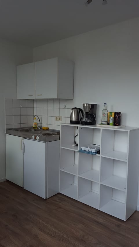 City Apartment | Private kitchen | Full-size fridge, microwave, stovetop, coffee/tea maker