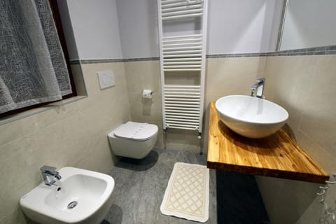 Shower, free toiletries, hair dryer, bidet