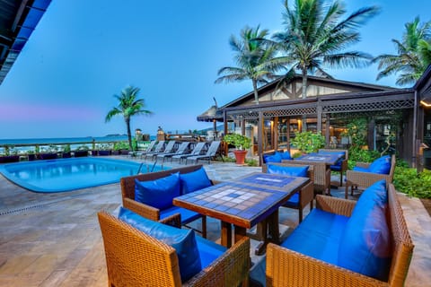 Indoor pool, outdoor pool, pool umbrellas, sun loungers