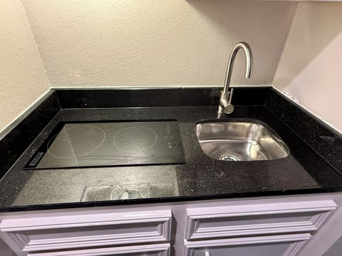 Fridge, microwave, stovetop