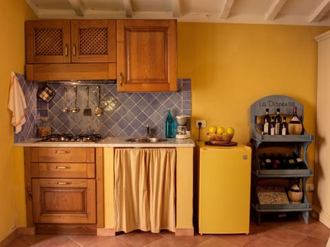 House, 1 Bedroom, Garden View (La Vinsantaia) | Private kitchen | Fridge, stovetop, coffee/tea maker, highchair