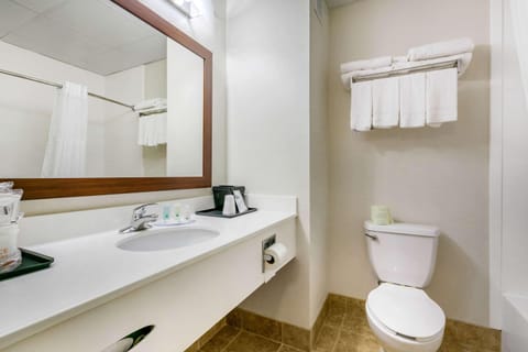 Standard Room, 2 Queen Beds, Non Smoking | Bathroom | Combined shower/tub, free toiletries, hair dryer, towels