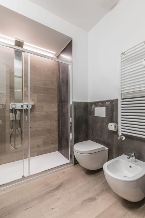 Shower, free toiletries, hair dryer, bidet