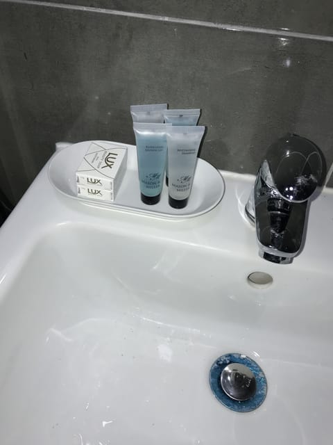 Shower, free toiletries, towels