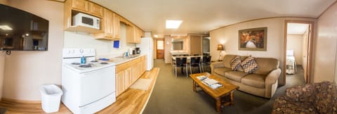 Deluxe Cabin, 3 Bedrooms, Lake View | Private kitchen | Full-size fridge, microwave, oven, stovetop