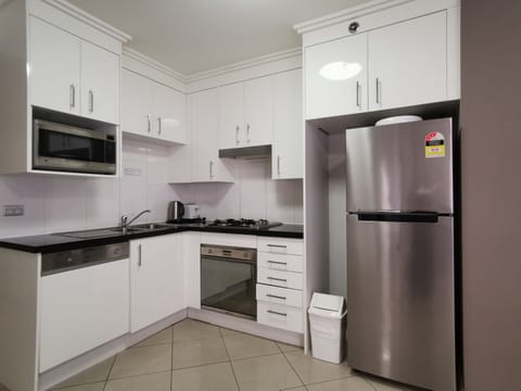 One Bedroom Apartment | Private kitchen | Full-size fridge, microwave, stovetop, dishwasher