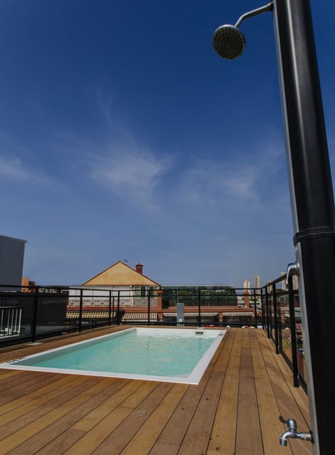 Outdoor pool, open 10:00 AM to 8:00 PM, pool umbrellas, sun loungers