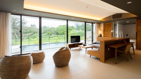 Premier Suite Villa (Private Pool & Outdoor Bath & Day Bed) | Living area | Flat-screen TV