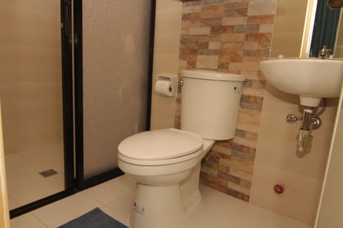 Queen Suite | Bathroom | Shower, bidet, towels, soap