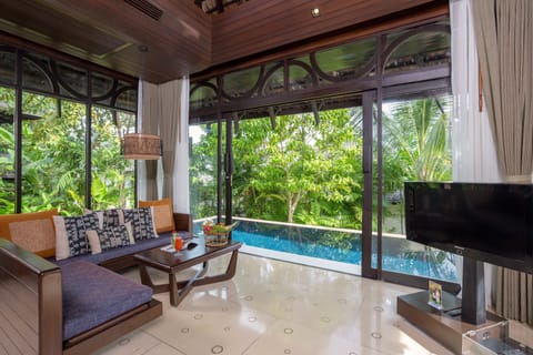 Two Bedroom Pool Villa | In-room safe, desk, blackout drapes, iron/ironing board