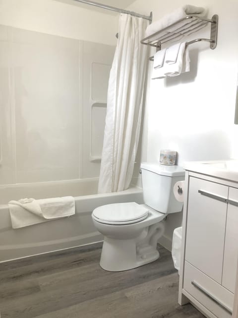 Room, 1 Queen Bed, Non Smoking | Bathroom | Combined shower/tub, hair dryer, towels