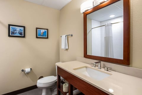 Standard Room, 2 Queen Beds, Non Smoking | Bathroom | Hair dryer, towels, soap, shampoo