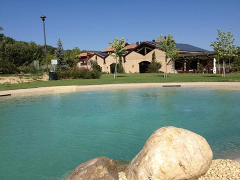 Seasonal outdoor pool, sun loungers