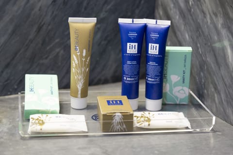 Shower, free toiletries, hair dryer, slippers