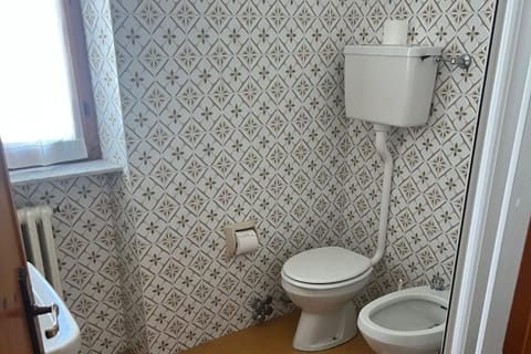 Bidet, towels, soap, shampoo