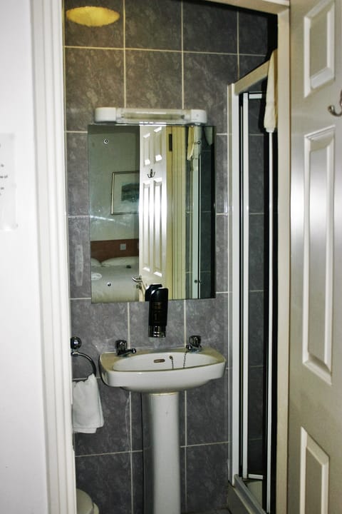 Combined shower/tub, free toiletries, hair dryer, towels