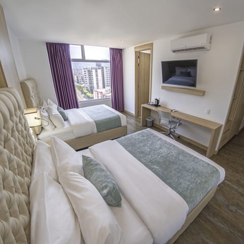 Family Suite, 2 Double Beds, Non Smoking | Premium bedding, minibar, in-room safe, desk