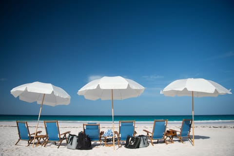 Beach nearby, sun loungers, beach umbrellas, beach towels