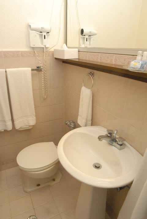 Deep soaking tub, free toiletries, hair dryer, towels