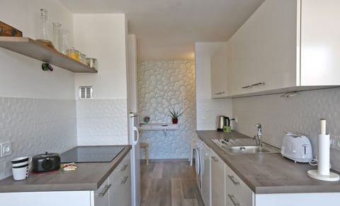 Family Apartment, 2 Bedrooms | Private kitchen | Fridge, microwave, stovetop, dishwasher