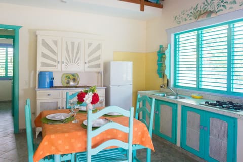 Villa | Private kitchen | Full-size fridge, stovetop, coffee/tea maker, cookware/dishes/utensils